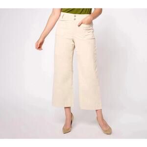 Studio Park x Amy Stran Petite Wide Leg Corduroy Pant Cream Womens size 12P